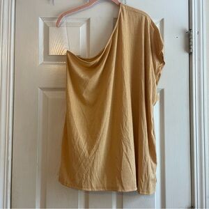 Ninexis Top XL Soft Yellow One Shoulder Asymmetrical Sleeve